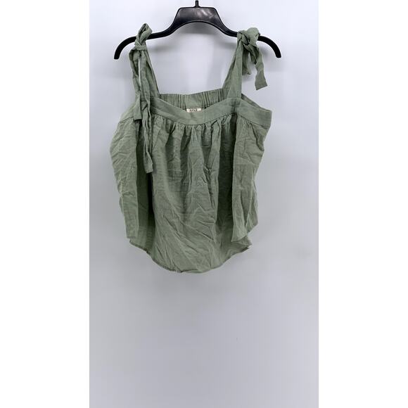 a.n.a. A New Approach Tops - A.N.A A NEW APPROACH Women's Green Tie-Sleeve Cotton-Blend Tank Top SZ L